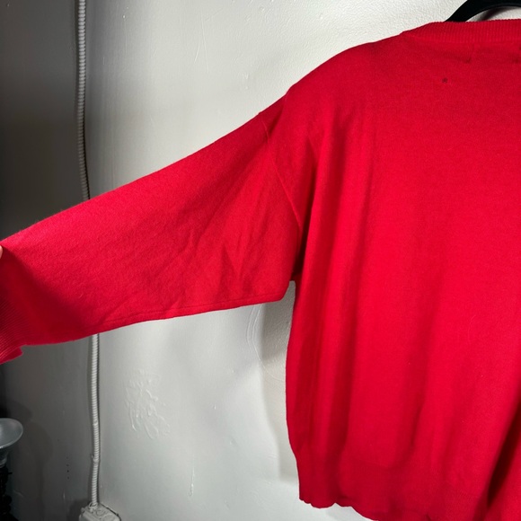 vintage cranberry red embroidered beaded holiday sweater angora wool HONG KONG - Picture 12 of 14